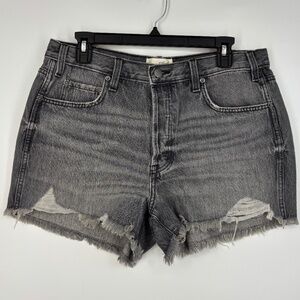 Universal Thread Womens Sz 12 High Rise Mini Shorts Charcoal Gray Cutoff Button